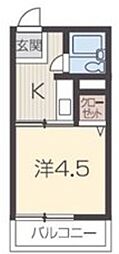セジュール松ケ丘A棟 1Kの間取図画像