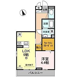 カーサクレア神屋町 1LDKの間取図画像