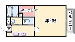 ヴィラージュ大開B棟 1Kの間取図画像