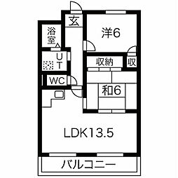 ハッピーコート加古川 2LDKの間取図画像