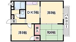 サンワード別府 3DKの間取図画像