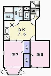 クインシー8 2DKの間取図画像