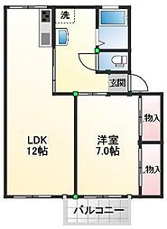 クレール山手 1LDKの間取図画像