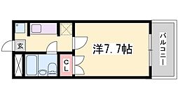 K・X御立 1Kの間取図画像