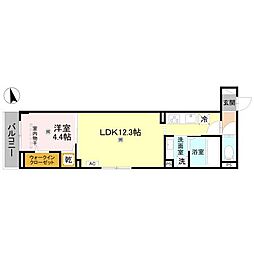 D's北条口 1LDKの間取図画像
