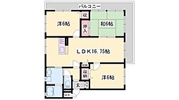 リバティ田寺 3LDKの間取図画像