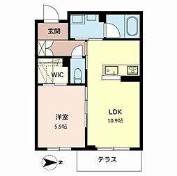 TheFujiiGardenD 1LDKの間取図画像
