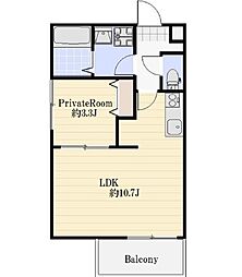 シェリル加古川 1LDKの間取図画像