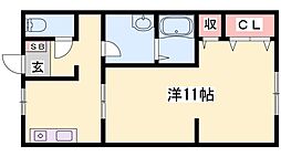 大開マンション 1Kの間取図画像