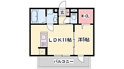 スマイルハート2 1LDKの間取図画像