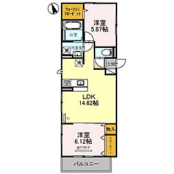 カーサフェリーチェ 2LDKの間取図画像