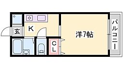 パセオ柿山伏 1Kの間取図画像