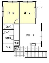 ハイツ 2LDKの間取図画像