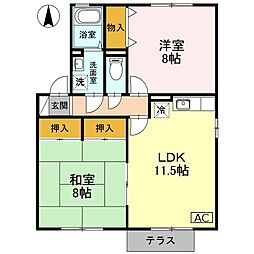 ウィンディビレッジB 2LDKの間取図画像