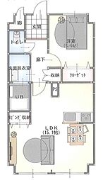 シャトー日東C棟 1LDKの間取図画像