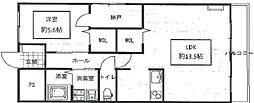 グランツ野里 1LDKの間取図画像