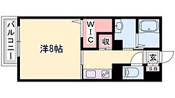 グランドレイク東条 1Kの間取図画像
