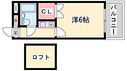 サウンドール加古川 ワンルームの間取図画像