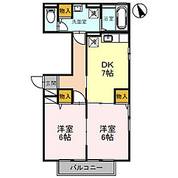 パレス御幸 2DKの間取図画像