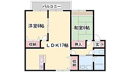 ソレイユA棟 2LDKの間取図画像