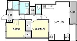 シャルムヒメゴー 2LDKの間取図画像