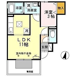 ドミールブラシェ北天満 1LDKの間取図画像
