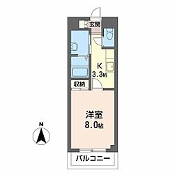 AIOI・壱番館 1Kの間取図画像
