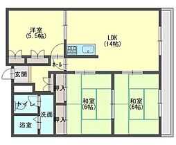 高楽ハイツ 3LDKの間取図画像
