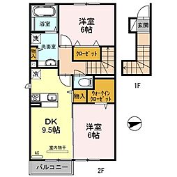 サンフルール 2LDKの間取図画像