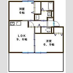 ボナール上の丸B 2LDKの間取図画像
