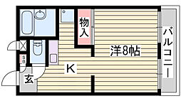 ロイヤルレジデンスレオパレス北野 1Kの間取図画像