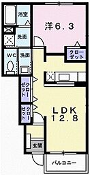 メゾンプラース2 1LDKの間取図画像