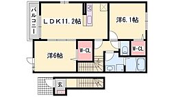 サンクスS 2LDKの間取図画像