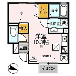 カーサドマーニ ワンルームの間取図画像
