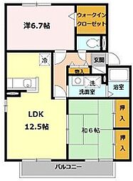 セジュール山陽 2LDKの間取図画像