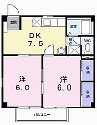 サンハイツ2 2DKの間取図画像