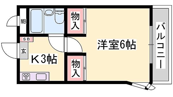 兵庫県姫路市城北本町(賃貸アパート1K・2階・19.20㎡)の写真 その2