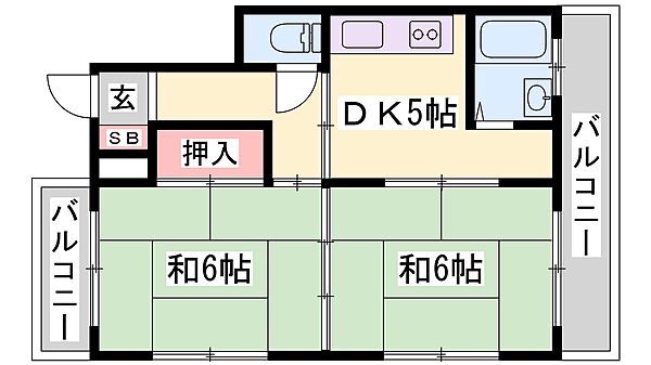 兵庫県姫路市城東町野田(賃貸マンション2DK・3階・36.80㎡)の写真 その2