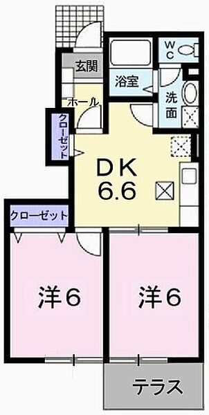 兵庫県姫路市御国野町御着(賃貸アパート2DK・1階・42.77㎡)の写真 その2