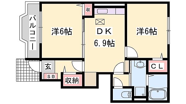 兵庫県赤穂市六百目町(賃貸アパート2DK・1階・46.22㎡)の写真 その2