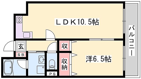 兵庫県姫路市野里(賃貸マンション1LDK・6階・46.90㎡)の写真 その2