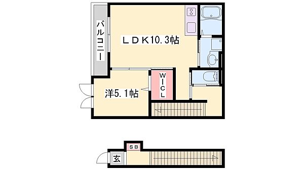 兵庫県姫路市花田町小川(賃貸アパート1LDK・2階・45.30㎡)の写真 その2