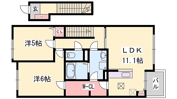 兵庫県西脇市谷町(賃貸アパート2LDK・2階・58.78㎡)の写真 その2