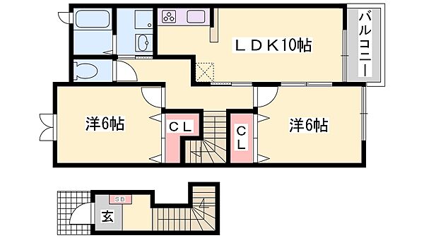 兵庫県西脇市野村町(賃貸アパート2LDK・2階・57.22㎡)の写真 その2