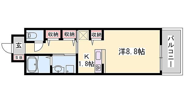 兵庫県姫路市飾磨区野田町(賃貸マンション1K・2階・30.96㎡)の写真 その2