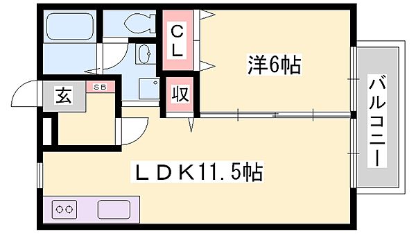 兵庫県高砂市曽根町(賃貸アパート1LDK・2階・40.92㎡)の写真 その2