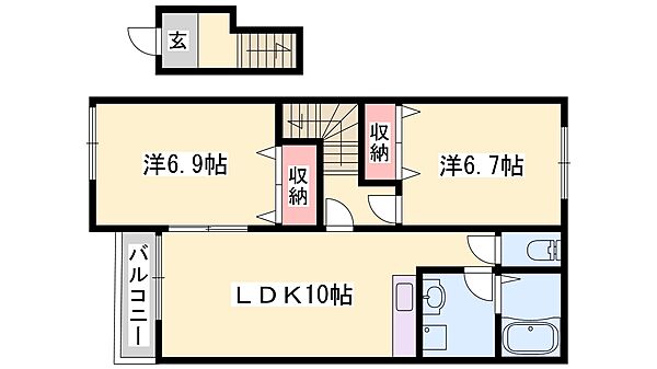 兵庫県加東市木梨(賃貸アパート2LDK・2階・59.95㎡)の写真 その2