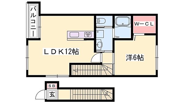 兵庫県加西市北条町横尾(賃貸アパート1LDK・2階・47.00㎡)の写真 その2