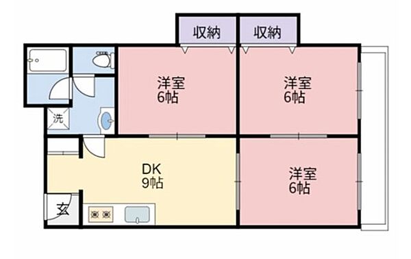 兵庫県姫路市福沢町(賃貸マンション3DK・2階・57.80㎡)の写真 その2