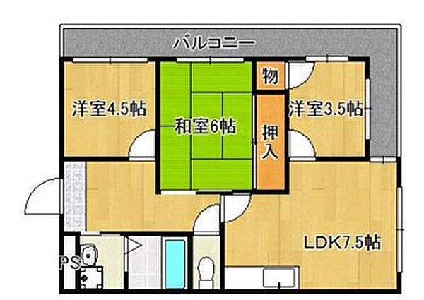 兵庫県姫路市花影町２丁目(賃貸マンション3LDK・4階・60.27㎡)の写真 その2